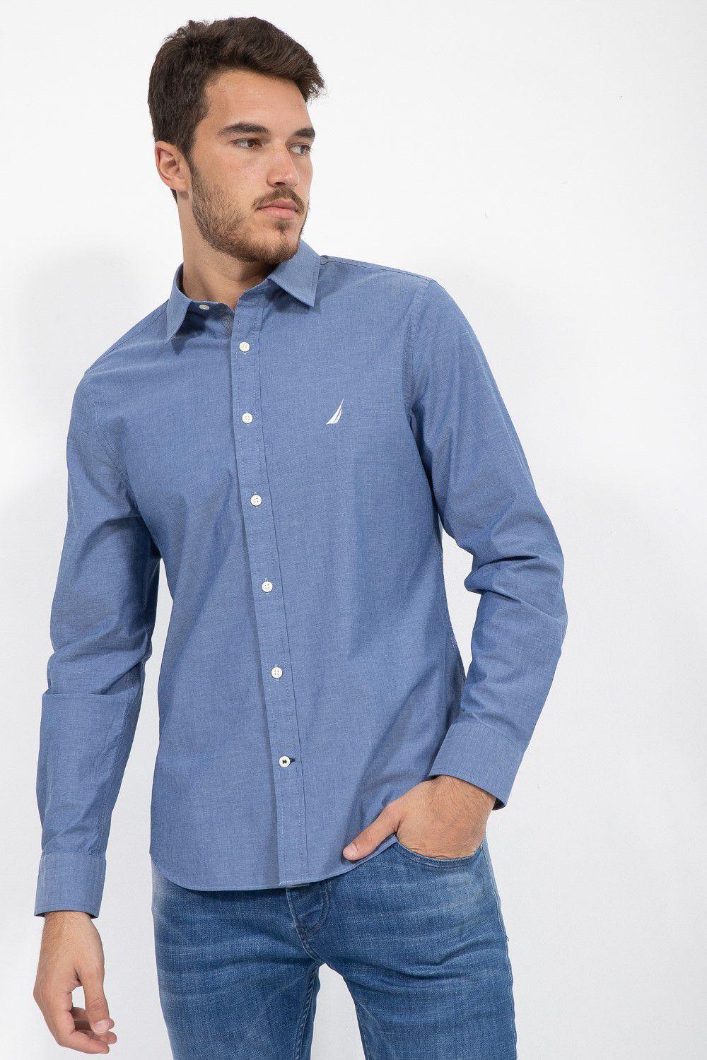 חולצה מכופתרת TAILORED FIT במראה ג’ינס - Image 3