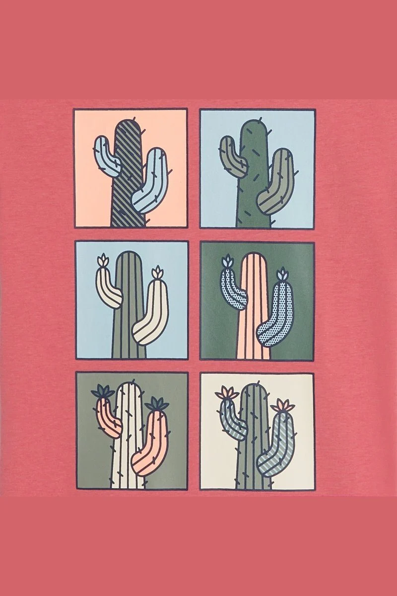 טישירט הדפס קקטוס בצבע ורוד - Image 4