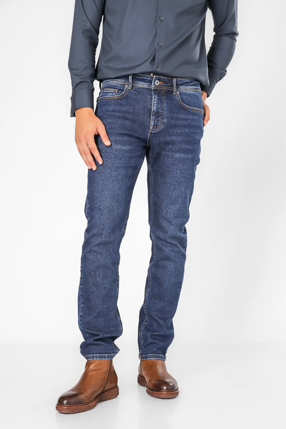 ג'ינס SLIM DENIM בצבע כחול כהה - Image 6
