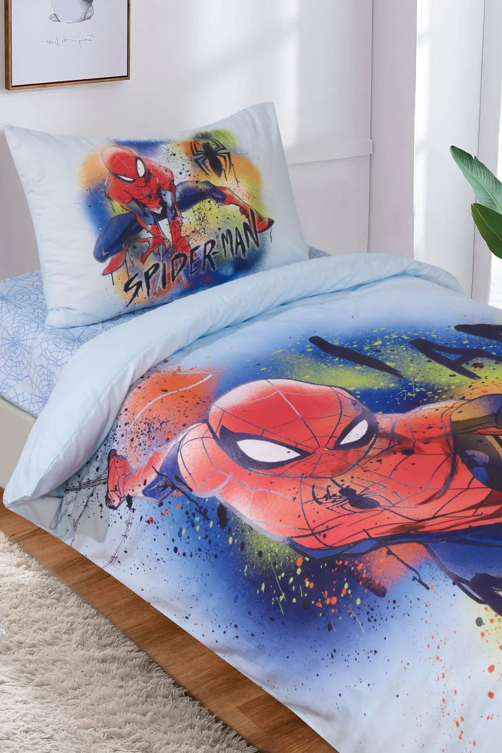 סט מצעים מיטת יחיד 90/200 ס"מ Spiderman graffiti | דיסני