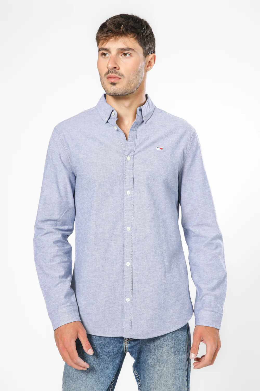 מכופתרת SLIM STRETCH OXFORD בצבע כחול