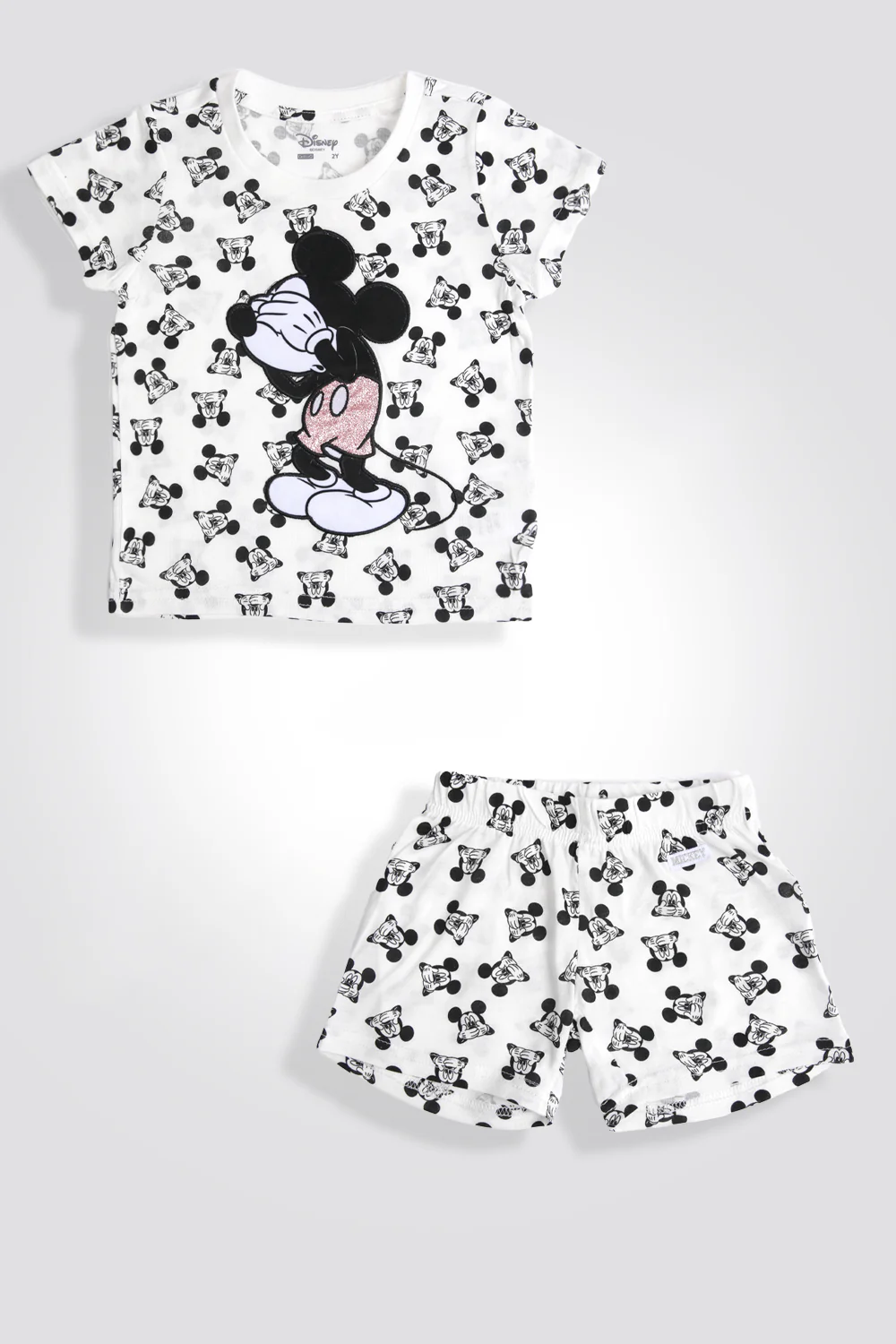 סט פיג’מה קצרה לבנות MICKEY MOUSE בצבע לבן