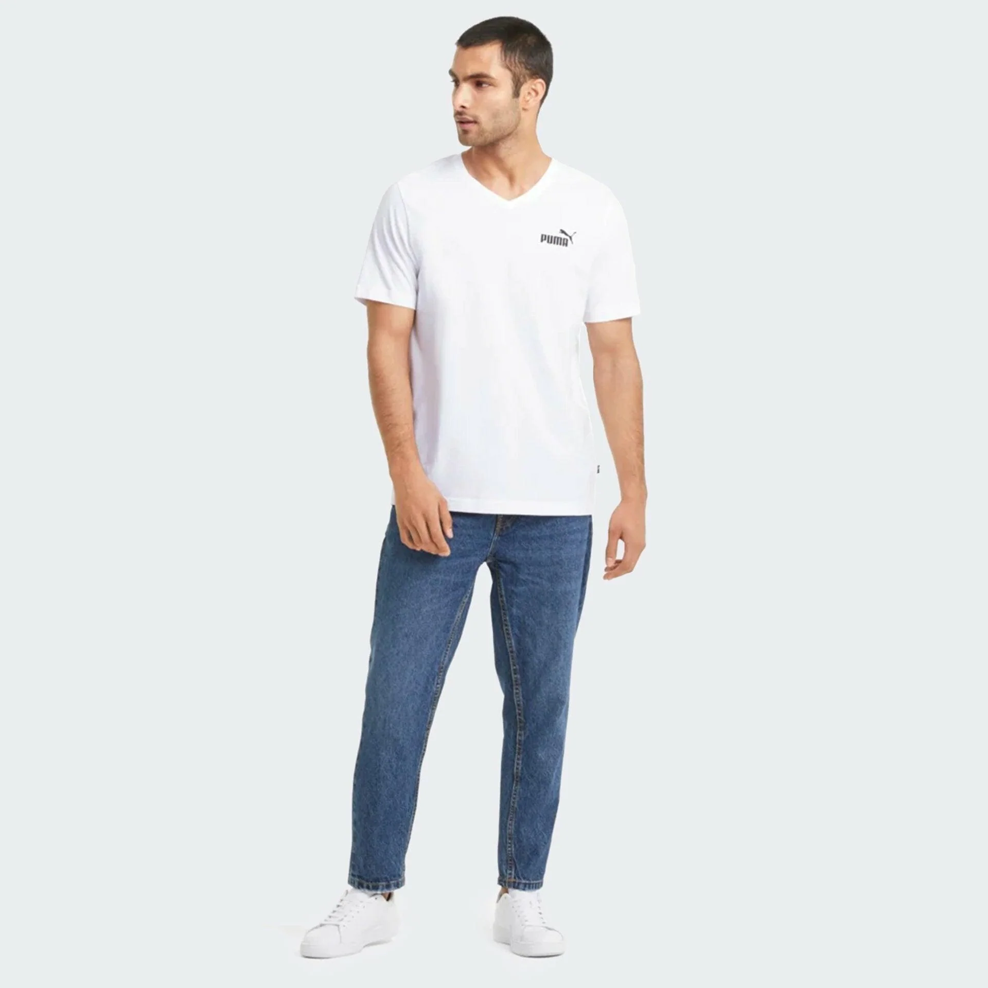 טישירט לגבר ESS V Neck Tee בצבע לבן - Image 3