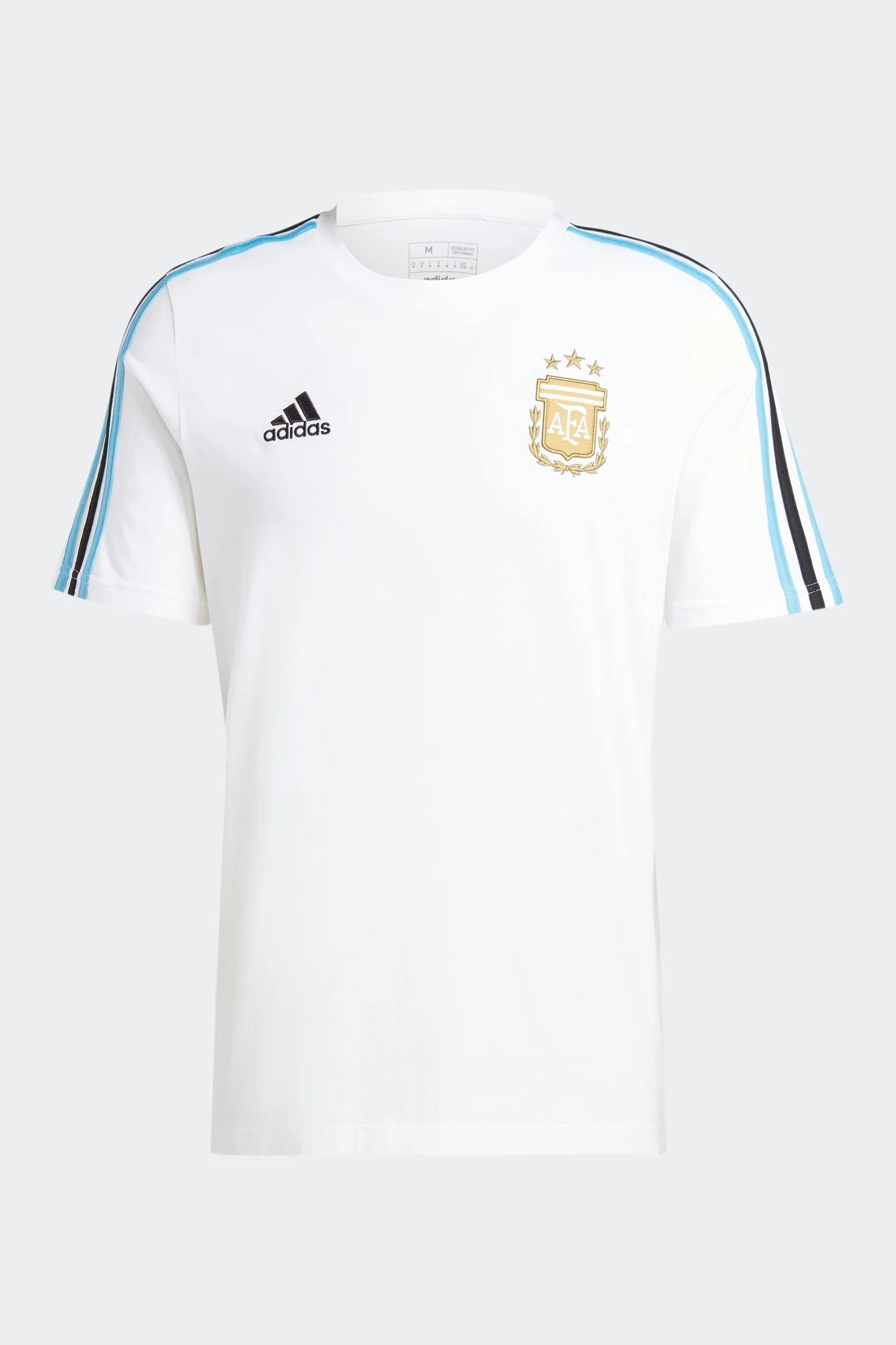 טישירט לגברים ARGENTINA DNA 3-STRIPES בצבע לבן ותכלת - Image 6