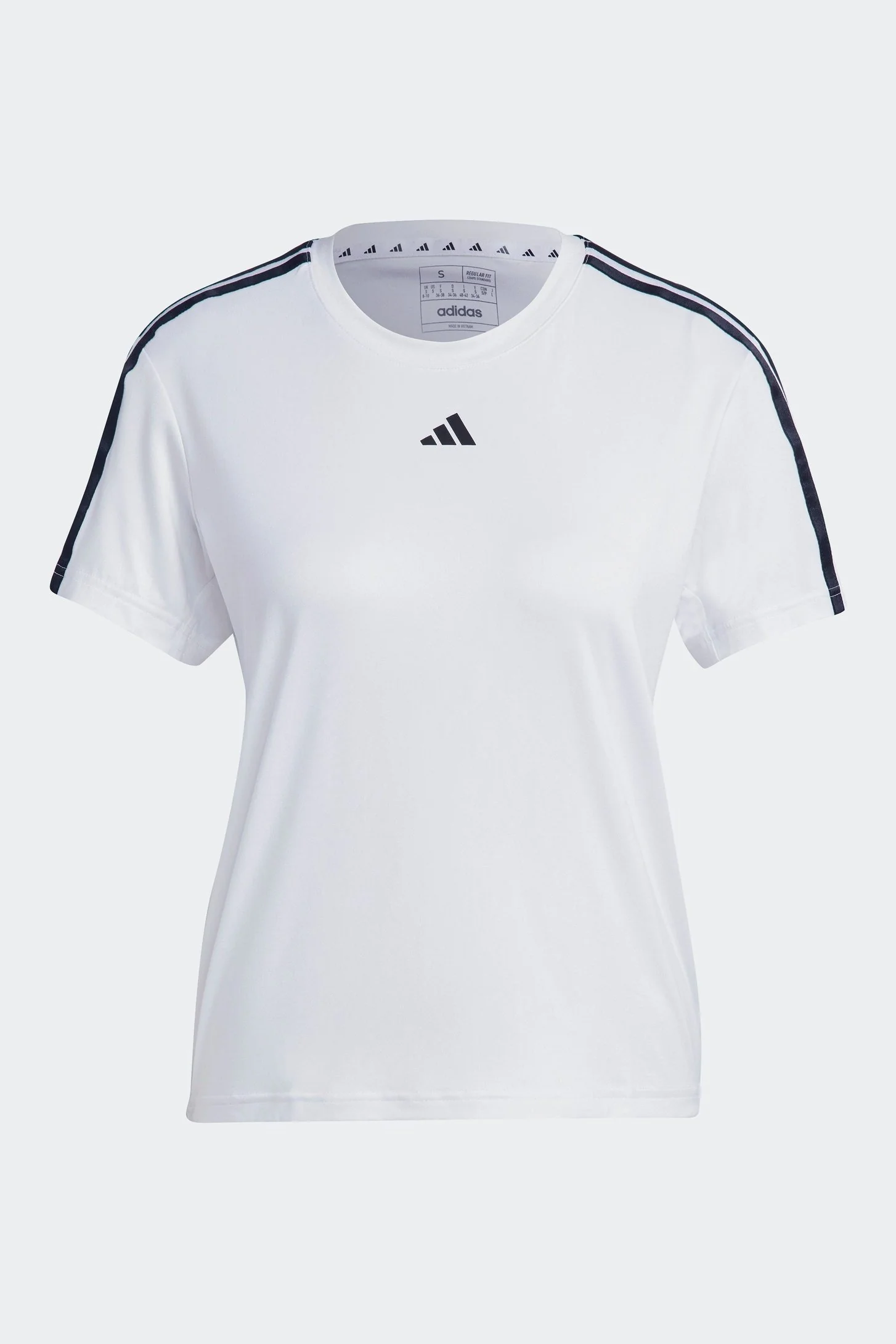 טישירט לנשים AEROREADY TRAIN ESSENTIALS 3-STRIPES בצבע לבן ושחור - Image 6