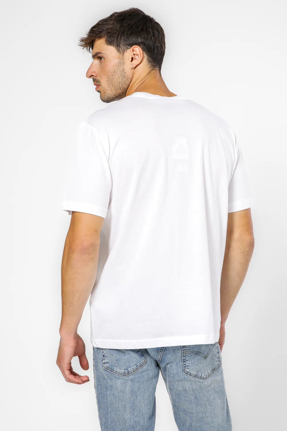 טישירט לגברים Crewneck בצבע לבן - Image 3