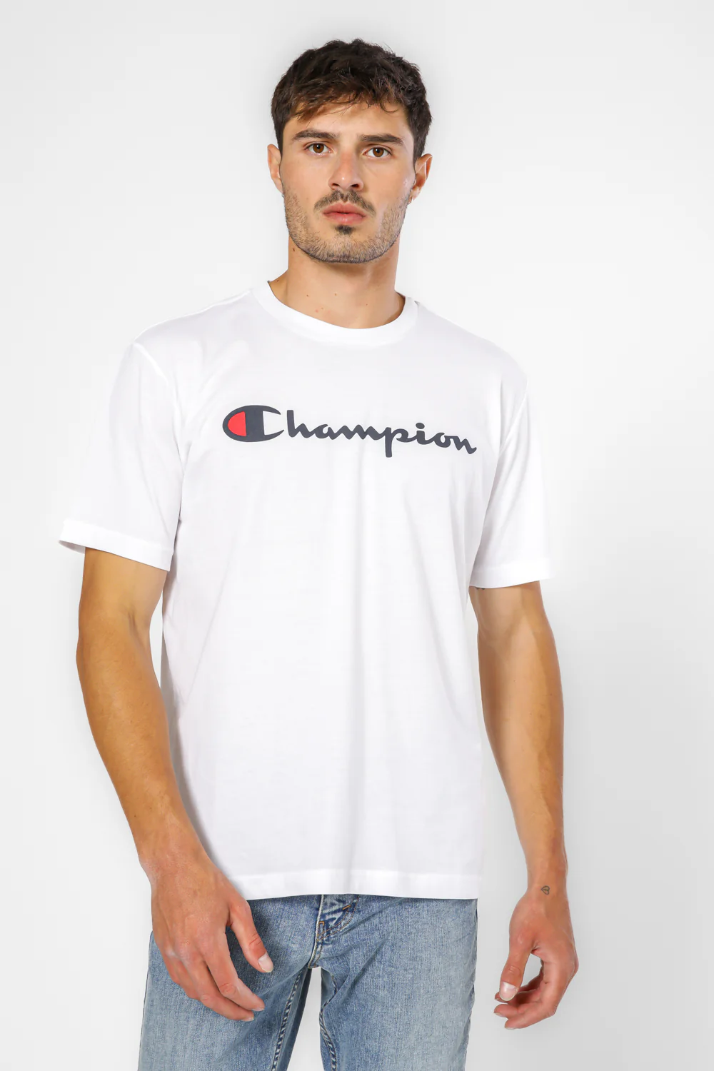 טישירט לגברים Crewneck בצבע לבן - Image 5