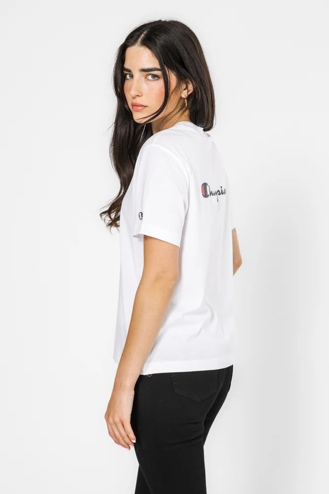 טישירט לנשים Crewneck בצבע לבן - Image 2