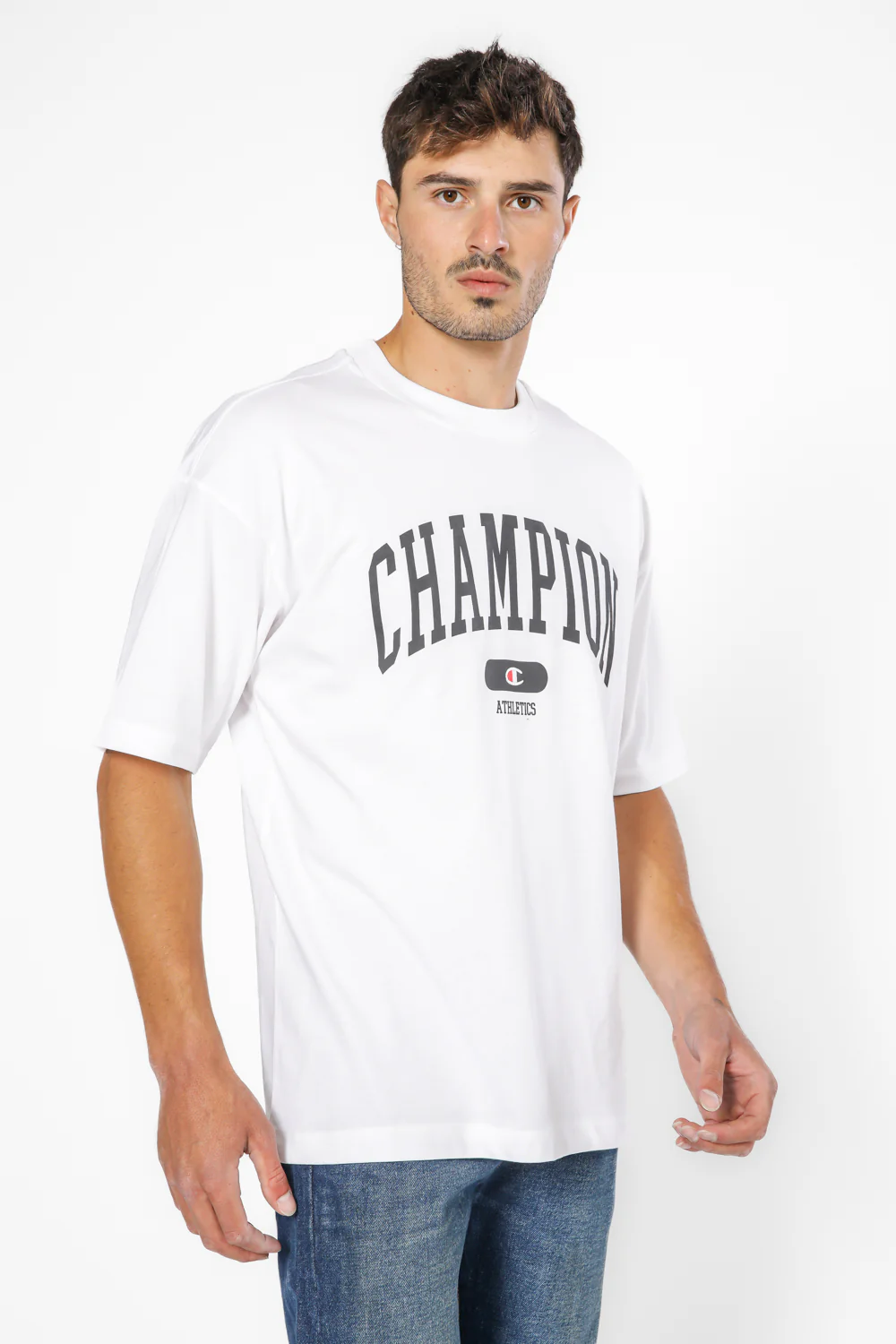 טישירט לגברים Crewneck בצבע לבן - Image 2