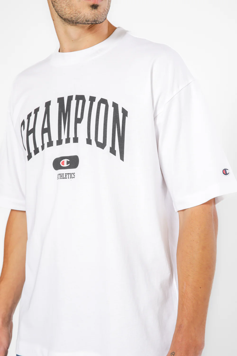 טישירט לגברים Crewneck בצבע לבן - Image 3