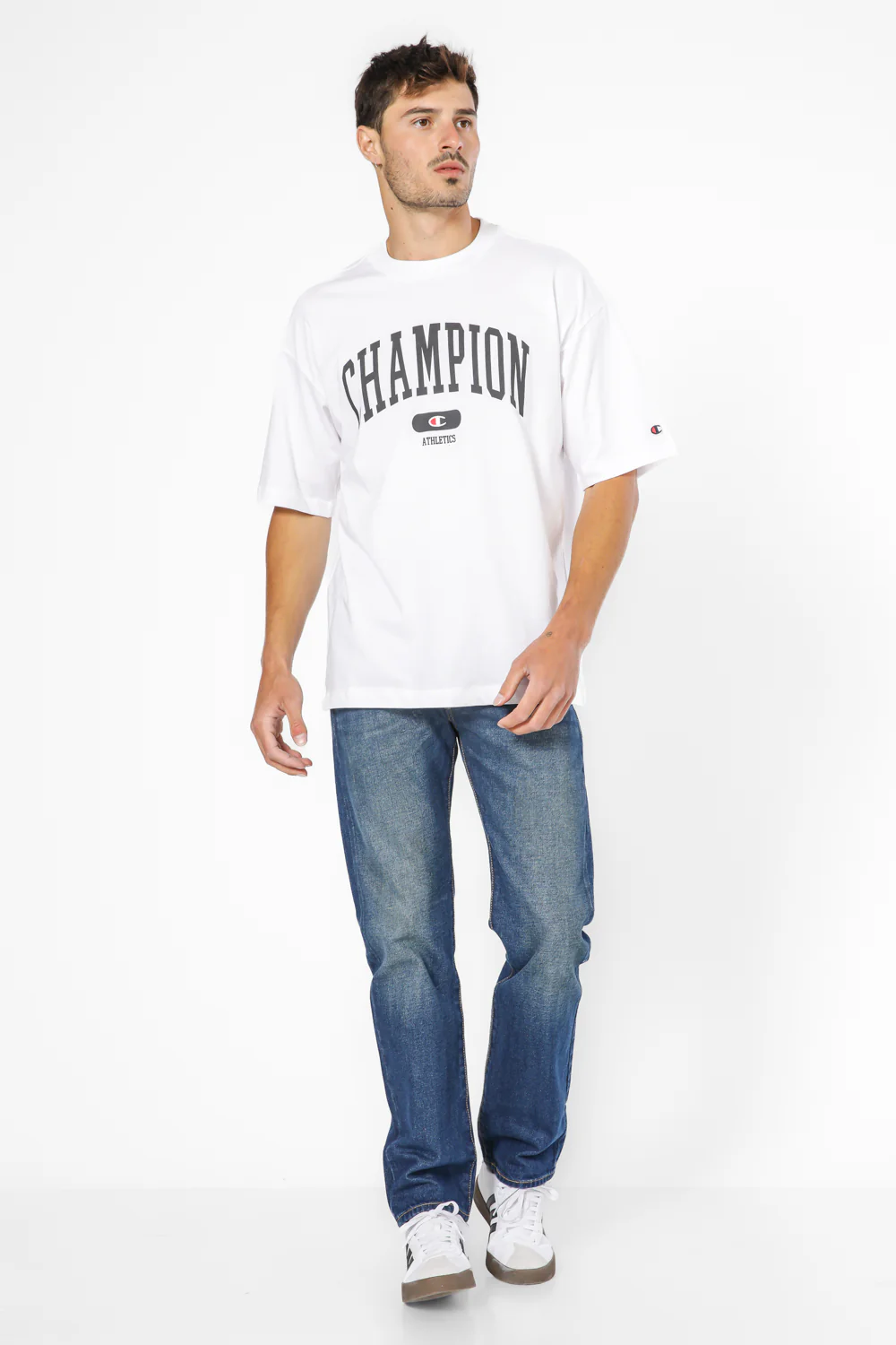 טישירט לגברים Crewneck בצבע לבן - Image 6