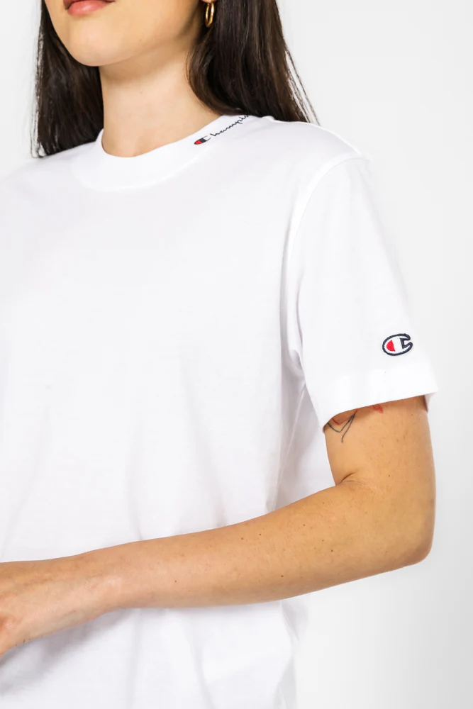 טישירט לנשים Crewneck בצבע לבן - Image 3