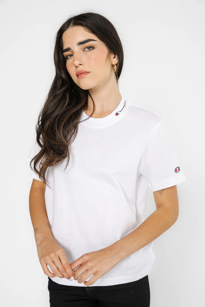 טישירט לנשים Crewneck בצבע לבן - Image 5