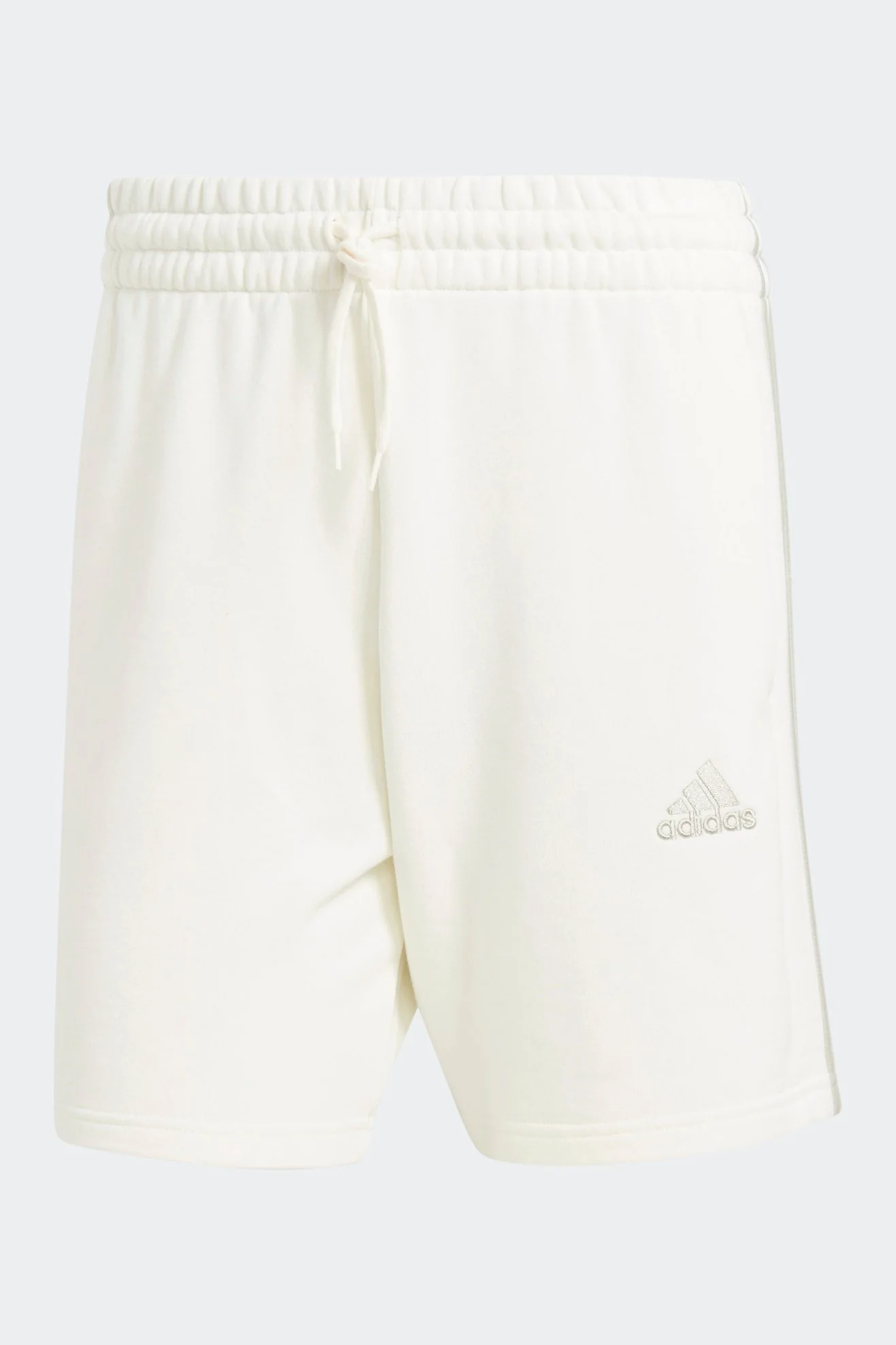 מכנסיים קצרים לגברים Εssentials French Terry 3-Stripe בצבע לבן ואפור - Image 6