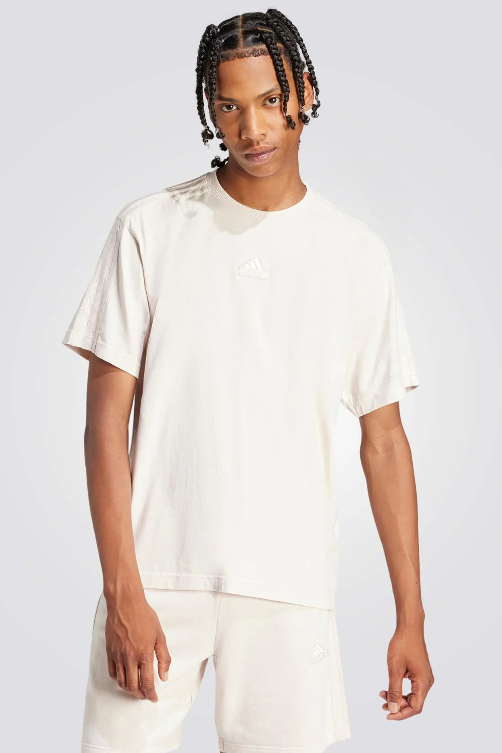 טישירט לגברים ALL SZN 3-STRIPES GARMENT בצבע לבן