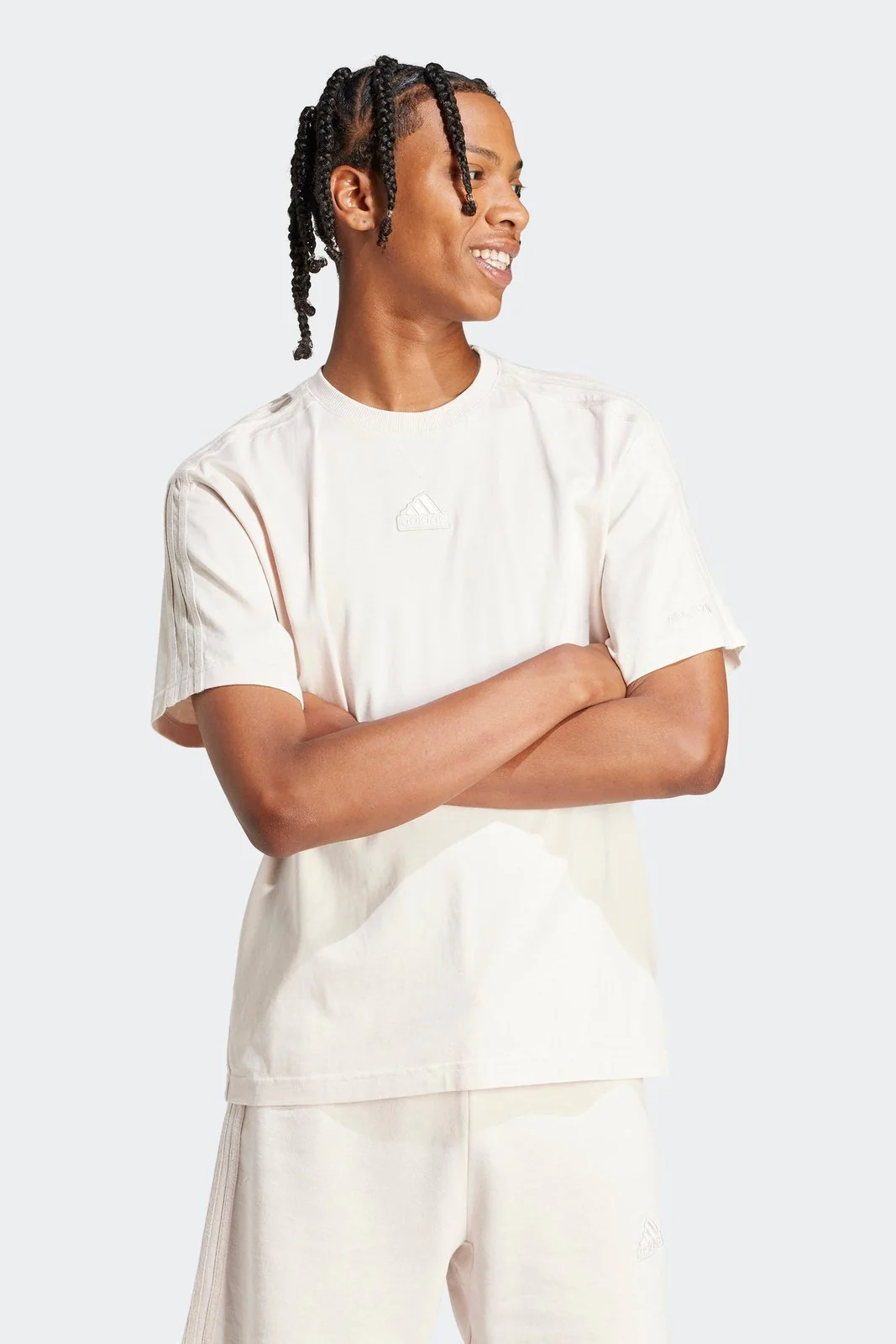 טישירט לגברים ALL SZN 3-STRIPES GARMENT בצבע לבן - Image 3