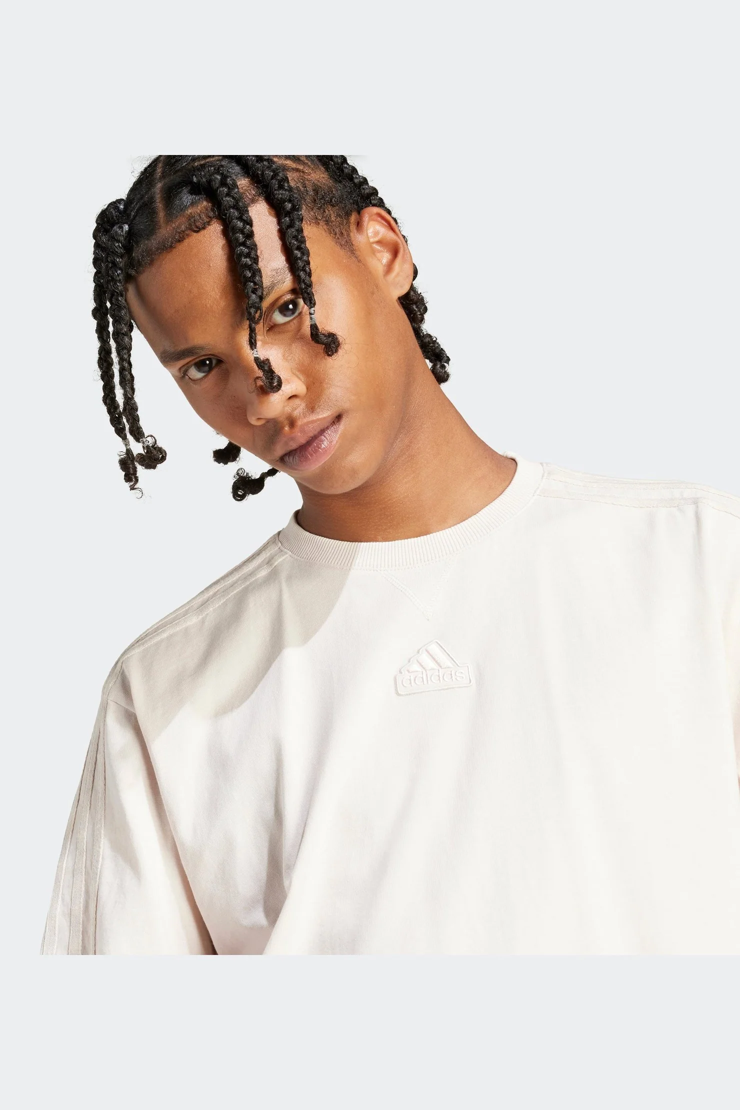 טישירט לגברים ALL SZN 3-STRIPES GARMENT בצבע לבן - Image 5