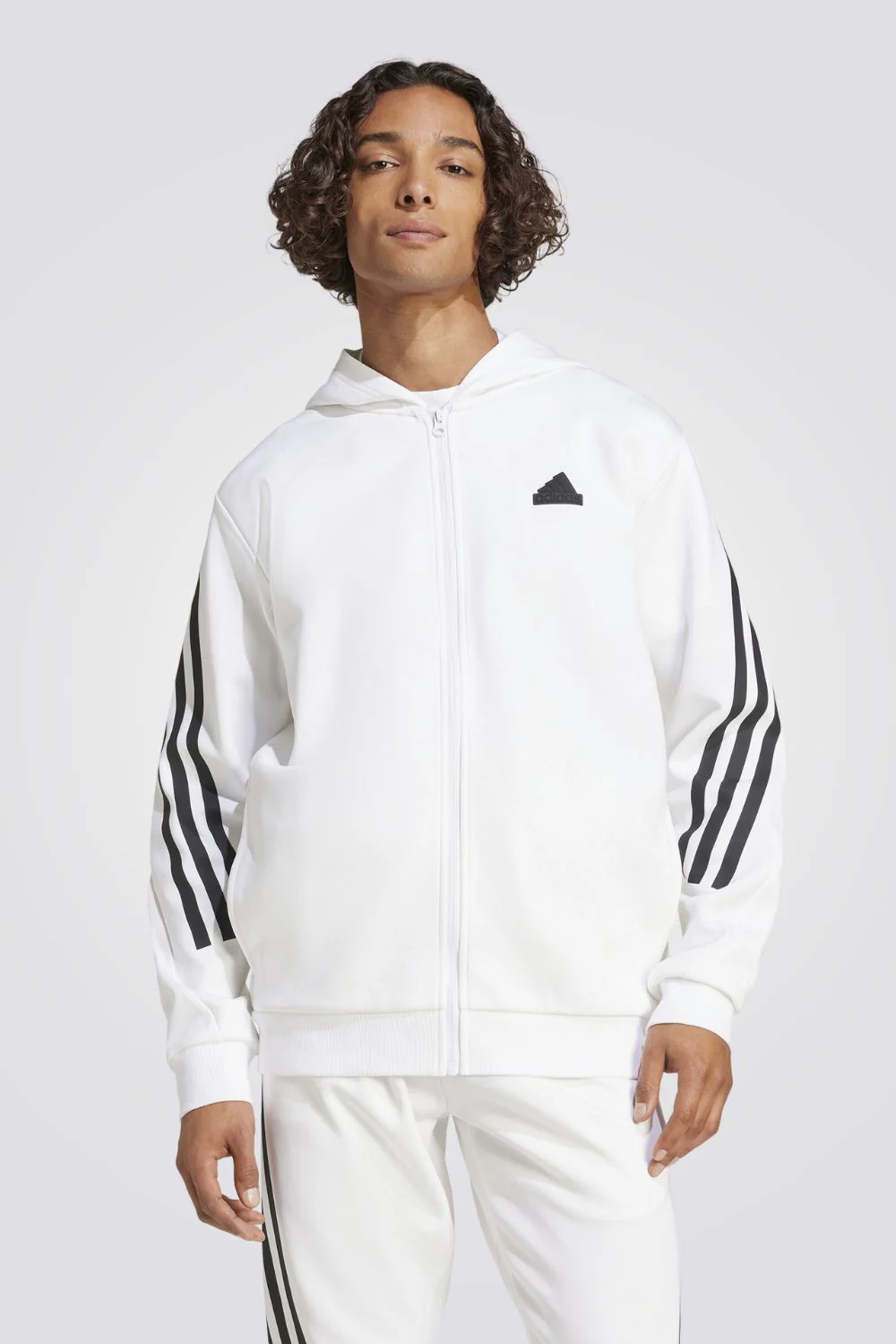 סווטשירט קפוצ'ון FUTURE ICONS 3-STRIPES בצבע לבן