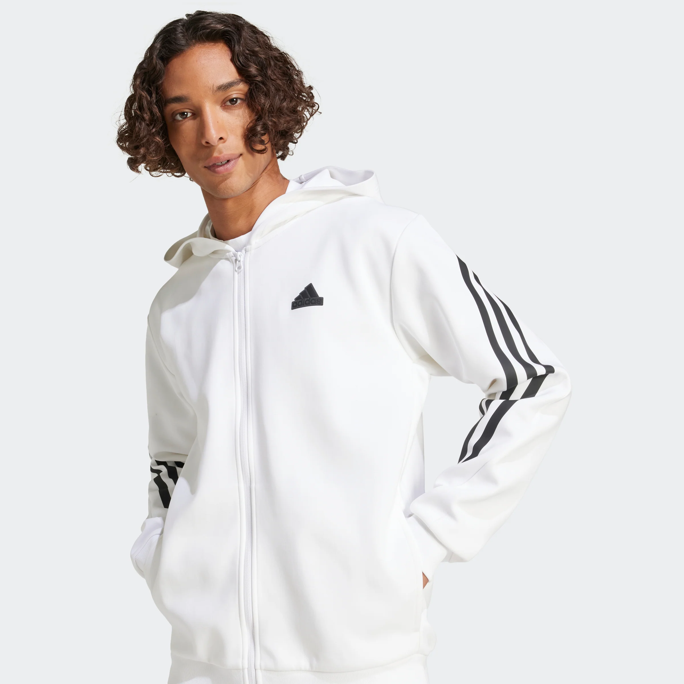 סווטשירט קפוצ'ון FUTURE ICONS 3-STRIPES בצבע לבן - Image 6