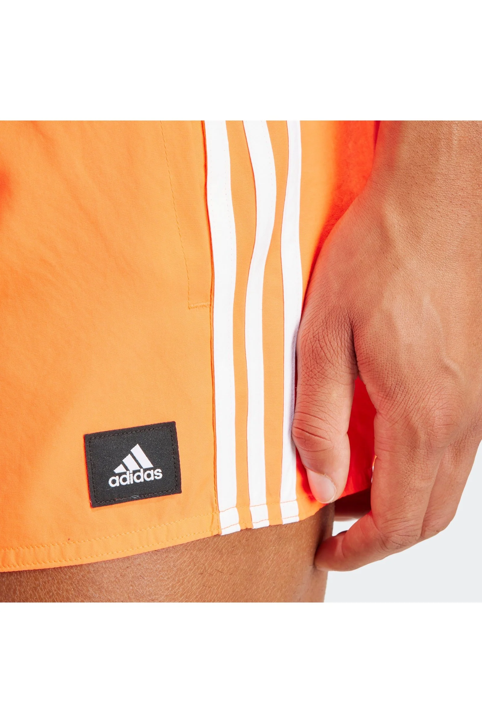 בגד ים לגברים 3 STRIPES CLX VERY-SHORT-LENGTH SWIM בצבע כתום ולבן - Image 4