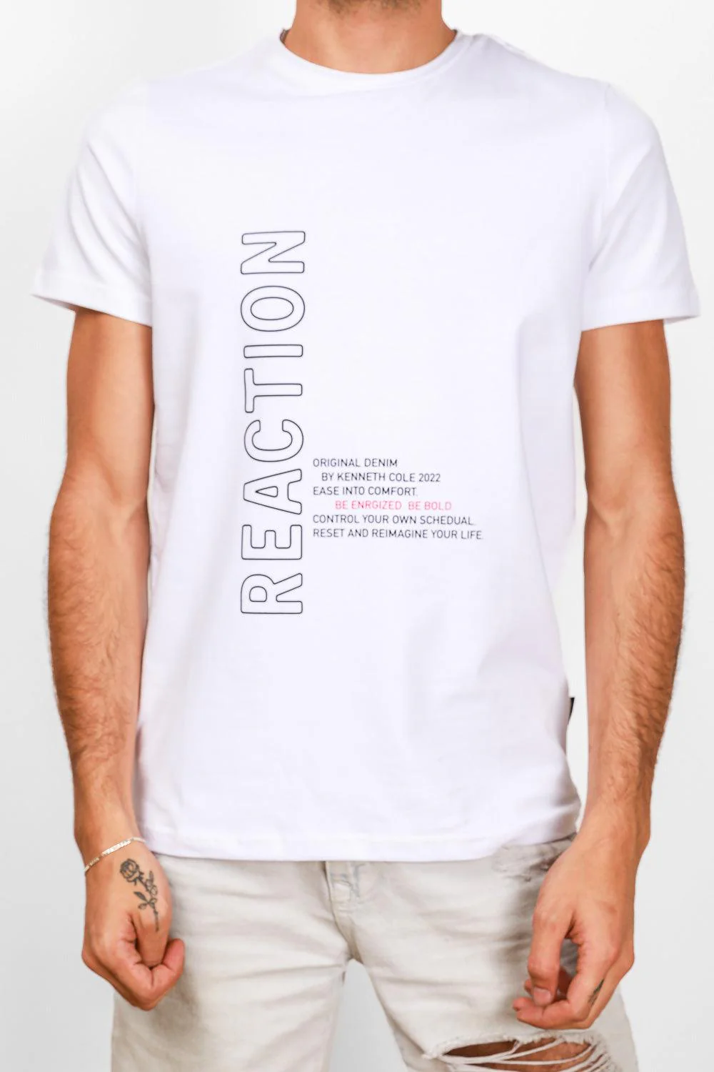 טישירט קצרה PRINTED בצבע לבן