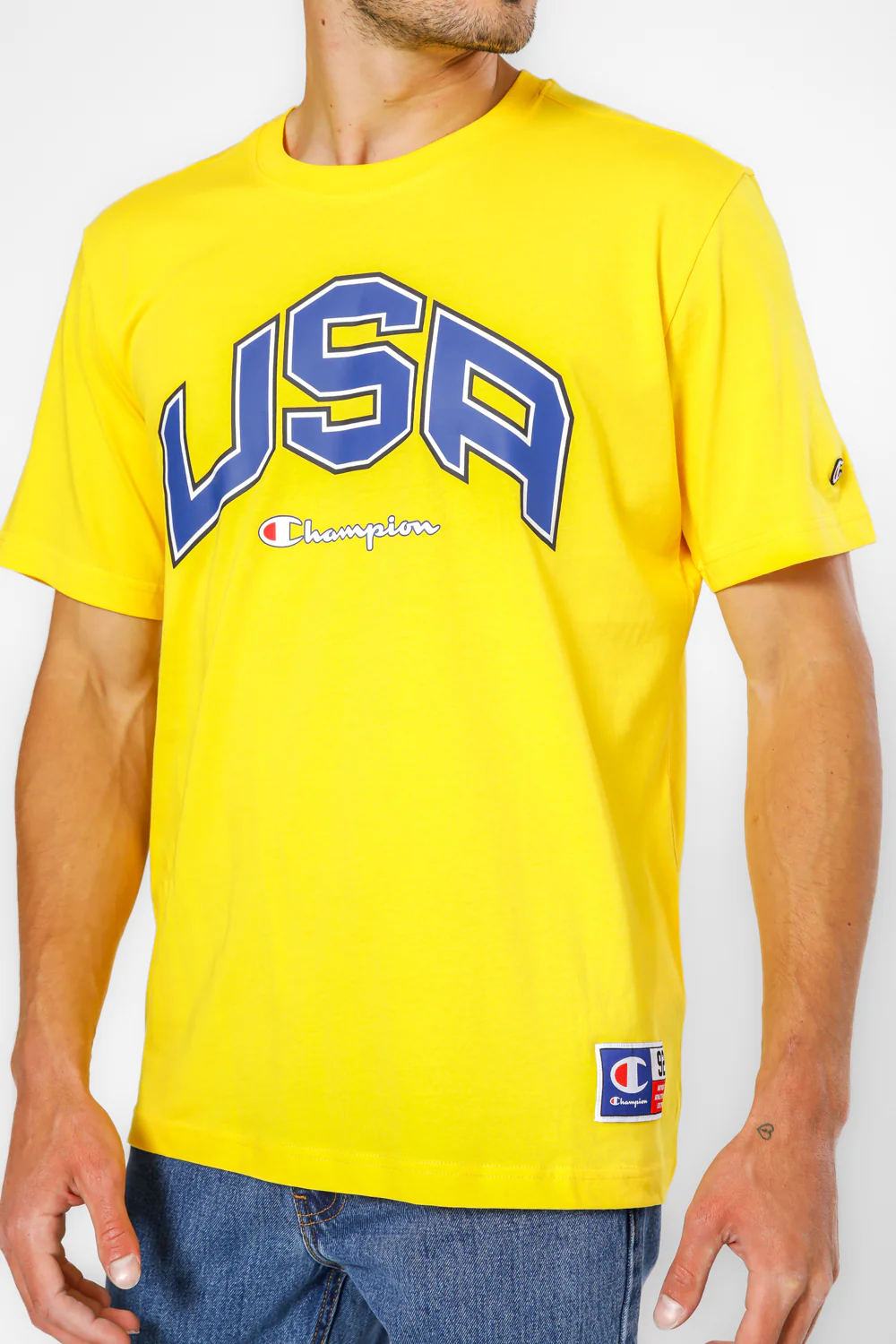 טישירט לגברים Crewneck בצבע צהוב - Image 5
