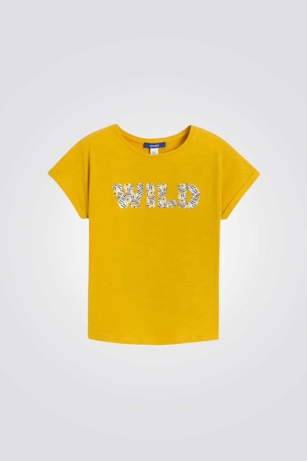 טישירט לילדות בצבע צהוב עם הדפס WILD - Image 2